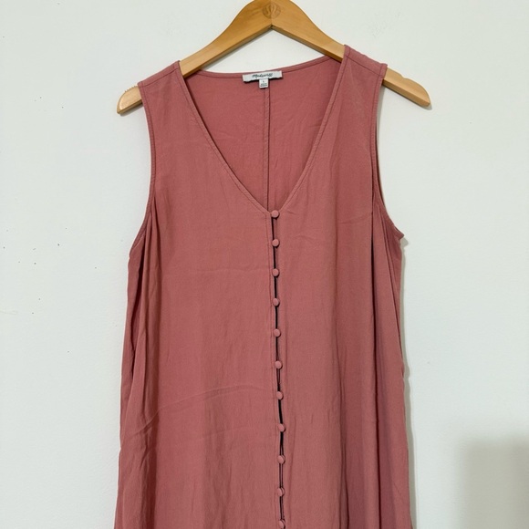 Madewell Heather Sleeveless Button Front Dress L Peach Pink Mini Casual - Picture 4 of 10
